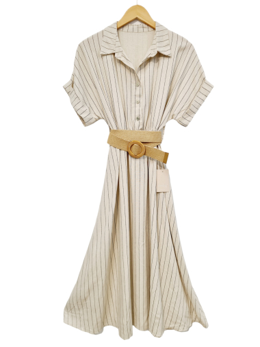 Wholesaler LUMINE - Striped linen dress with belt