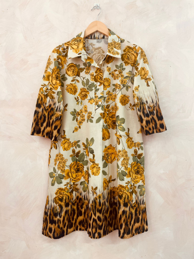 Grossiste LUMINE - Robe tunique en coton imprimé FLE