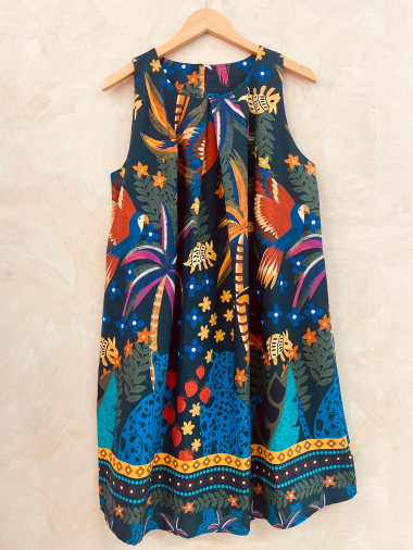 Grossiste LUMINE - Robe tunique en coton imprimé jungle