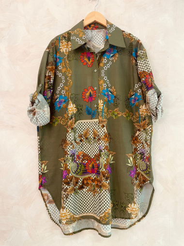 Grossiste LUMINE - Robe tunique en coton imprimé