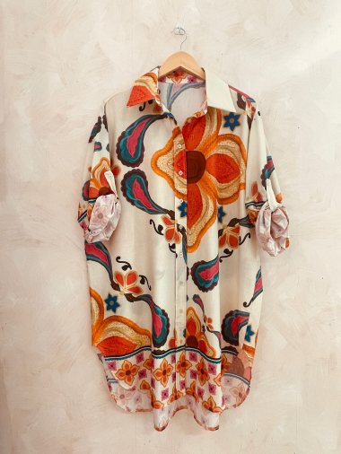 Grossiste LUMINE - Robe tunique en coton imprimé