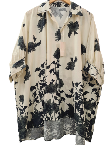 Grossiste LUMINE - Robe tunique large en coton imprimé