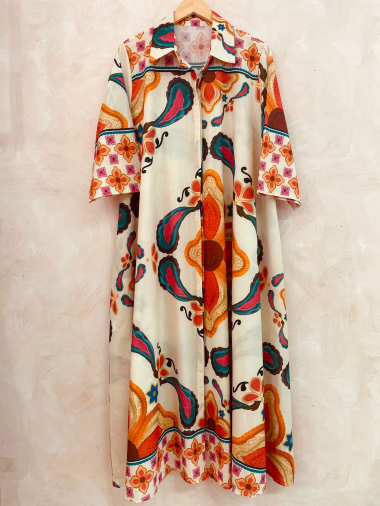Wholesaler LUMINE - Very wide tunic dress in printed cotton
