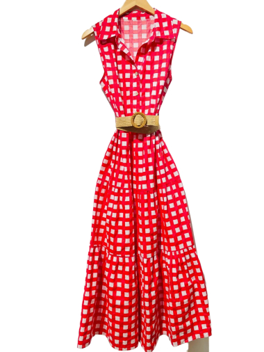 Großhändler LUMINE - Kleid mit Vichy-Karomuster aus Baumwolle