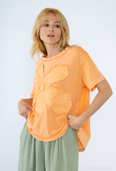 Grossiste LUMINE - Tee-shirt fleur en coton