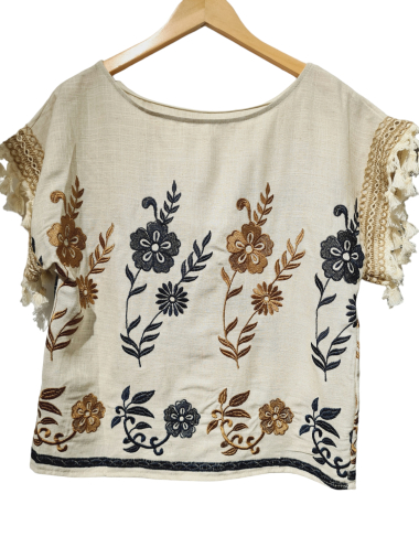 Wholesaler LUMINE - Embroidered linen top