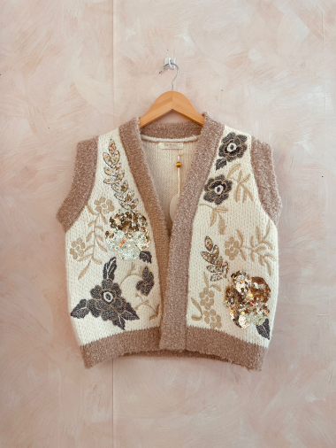 Wholesaler LUMINE - Sleeveless jacket with embroidery and shine