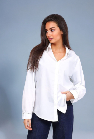 Großhändler Lusa Mode - Hemd mit Strassdetail normale Größe