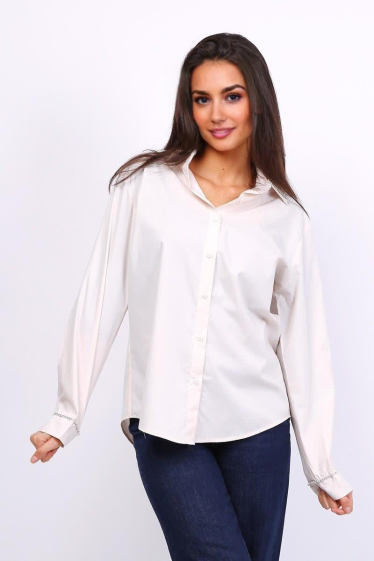 Großhändler Lusa Mode - Hemd mit Strassdetail normale Größe