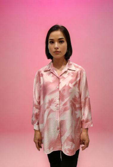 Großhändler Lusa Mode - Langärmliges Hemd mit abstraktem Blumendruck
