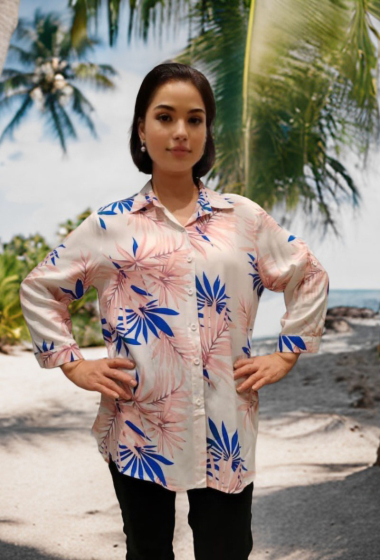Großhändler Lusa Mode - Langärmliges Hemd mit Blumendruck