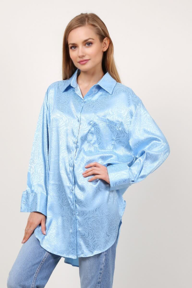 Großhändler Lusa Mode - Übergroßes, einfarbig bedrucktes Hemd