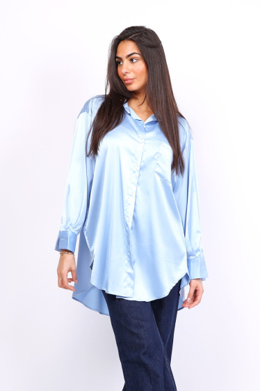 Wholesaler Lusa Mode - Oversized plain satin shirt