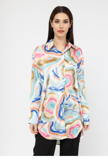 Wholesaler Lusa Mode - Printed tunic shirt in fluid silk fabric