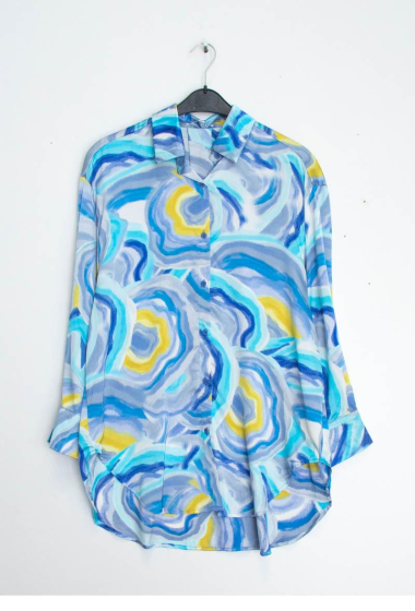 Großhändler Lusa Mode - Bedrucktes Tunika-Shirt aus fließendem Seidenstoff
