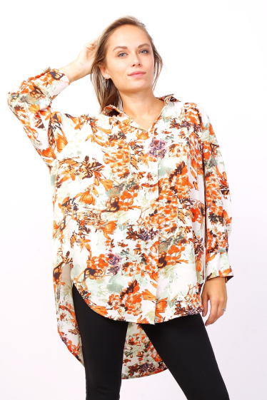 Großhändler Lusa Mode - Bedrucktes Tunika-Shirt aus fließendem Stoff