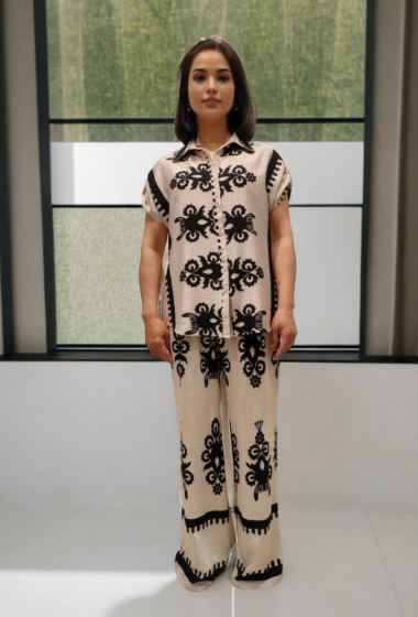 Großhändler Lusa Mode - Set aus Hemd und Hose mit geometrischem Print und Taschen