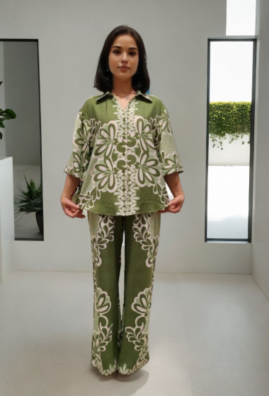 Großhändler Lusa Mode - Set aus Hemd und Hose mit geometrischem Print und Taschen