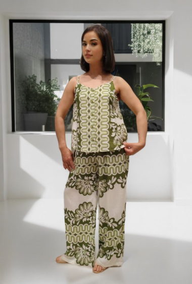 Großhändler Lusa Mode - Set aus Hemd und Hose mit geometrischem Aufdruck und Taschen