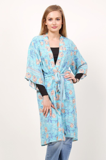 Wholesaler Lusa Mode - Mid-length printed cardigan with short sleeves