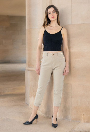 Großhändler Lusa Mode - Jeans im Fake-Pocket-Stil mit goldenen Knöpfen