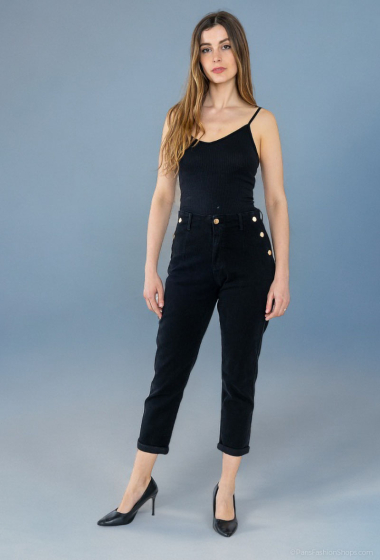 Wholesaler Lusa Mode - Faux pocket jeans with gold button detail
