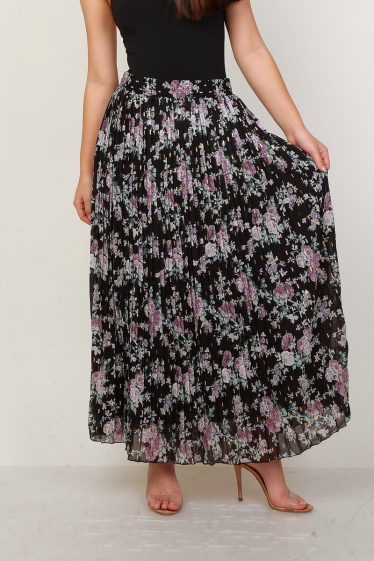 Wholesaler Lusa Mode - Pleated floral skirt with golden spots
