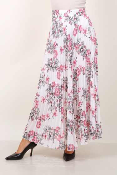 Grossiste Lusa Mode - Jupe imprimée fleuri évasé plissée