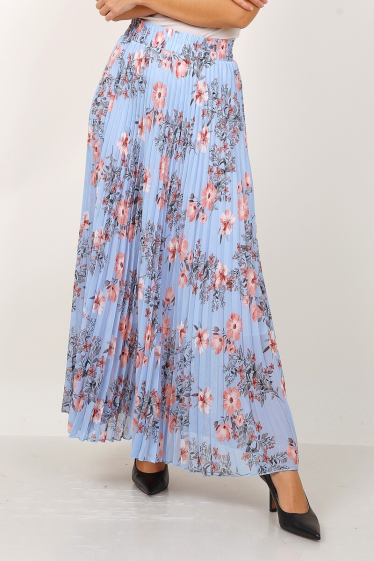 Grossiste Lusa Mode - Jupe imprimée fleuri évasé plissée