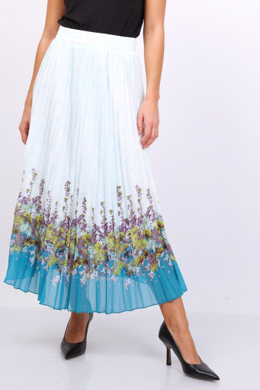 Grossiste Lusa Mode - Jupe mi-long fleurie plissée