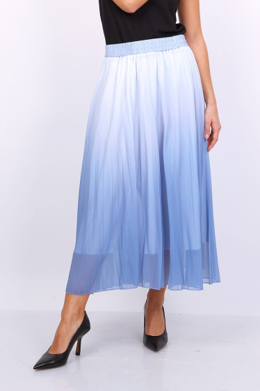 Grossiste Lusa Mode - Jupe mi-long imprimée dégradé plissée