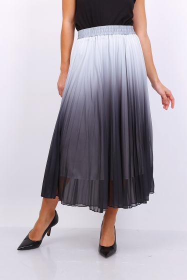 Grossiste Lusa Mode - Jupe mi-long imprimée dégradé plissée