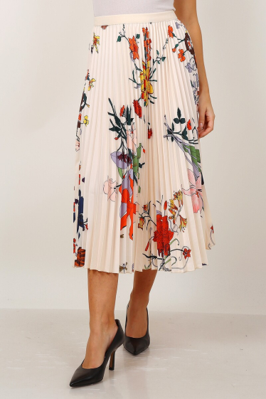 Wholesaler Lusa Mode - Printed pleated mid-length skirt