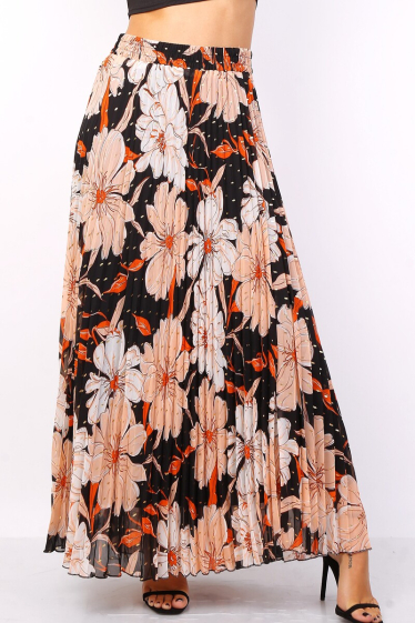 Wholesaler Lusa Mode - Printed pleated skirt with small gold spots