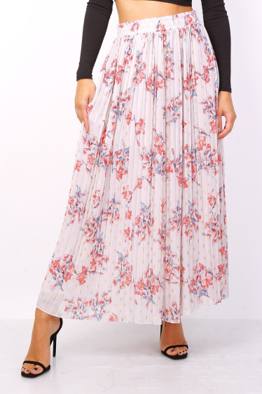 Wholesaler Lusa Mode - Flared pleated skirt printed with gold diamond spots