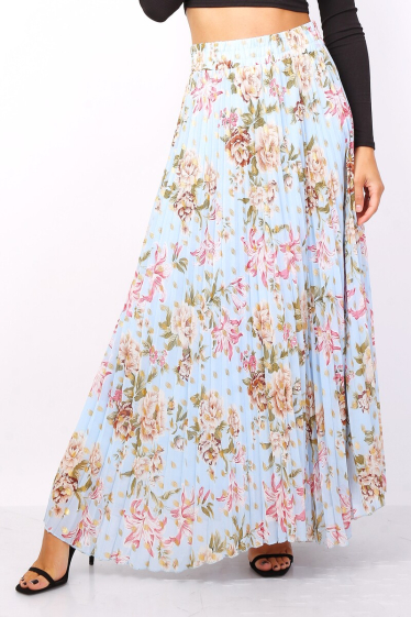 Wholesaler Lusa Mode - Flared pleated skirt printed with gold spots