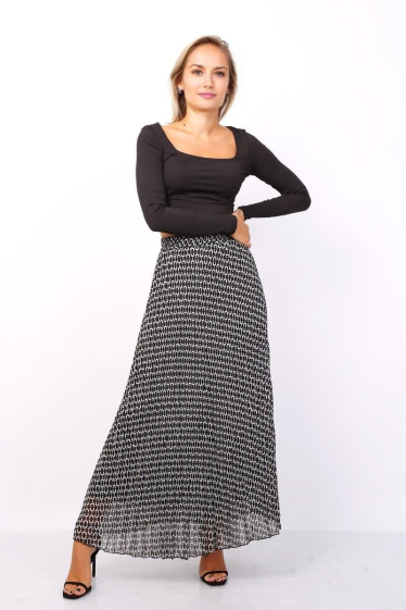 Wholesaler Lusa Mode - Printed flared pleated skirt