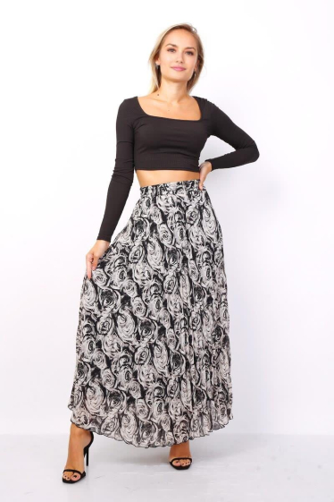 Wholesaler Lusa Mode - Printed flared pleated skirt