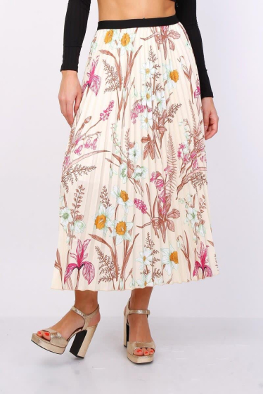 Grossiste Lusa Mode - Jupe plissée imprimée avec doublure