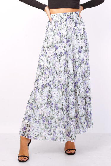 Wholesaler Lusa Mode - Printed pleated skirt with small gold spots