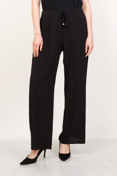 Wholesaler Lusa Mode - Plain wide trousers with elastic at the waist
