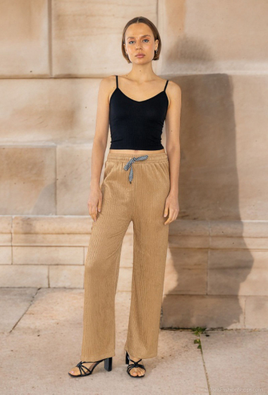 Grossiste Lusa Mode - Pantalon uni élastique avec lacet