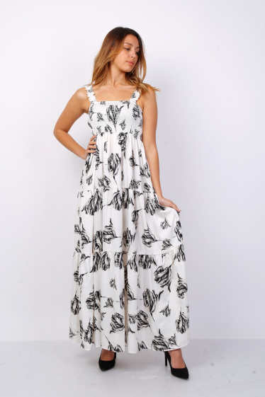 Großhändler Lusa Mode - Kleid mit Satin und bedrucktem Riemen