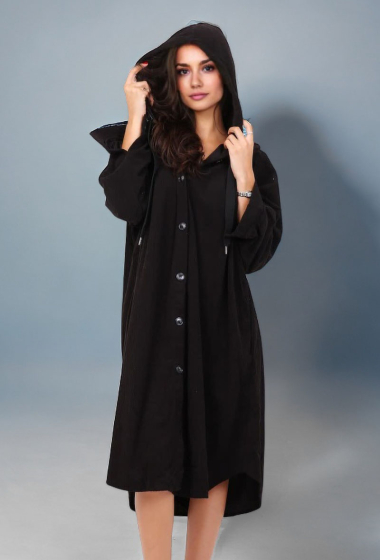 Grossiste Lusa Mode - Robe Chemise en velour cotelé avec capuche
