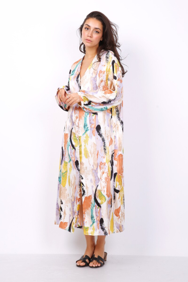 Grossiste Lusa Mode - Robe chemise longue imprimée