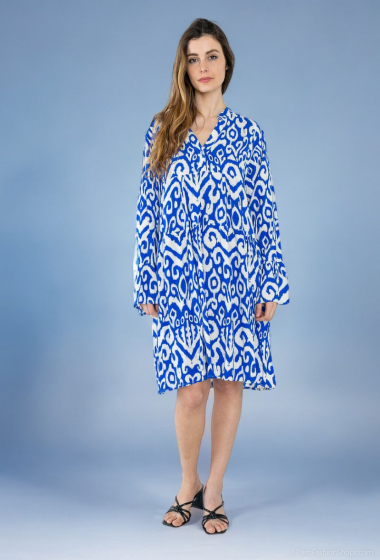 Großhändler Lusa Mode - Kurzes Kleid mit abstraktem Aufdruck, 100 cm