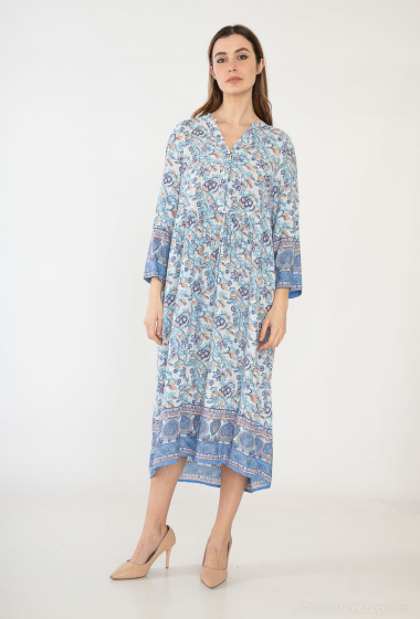 Großhändler Lusa Mode - Kurzes bedrucktes Kleid mit 120 cm langen Ärmeln