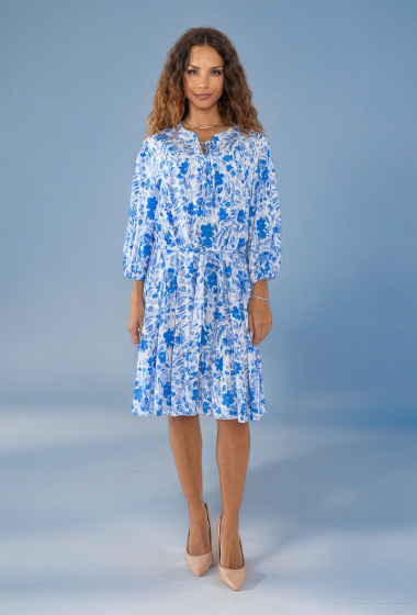 Wholesaler Lusa Mode - 3/4 sleeve floral print short dress