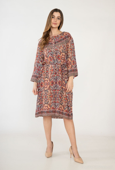 Wholesaler Lusa Mode - Short printed dress with mid-length sleeves