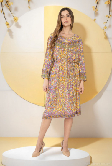 Großhändler Lusa Mode - Kurzes bedrucktes Kleid mit mittellangen Ärmeln